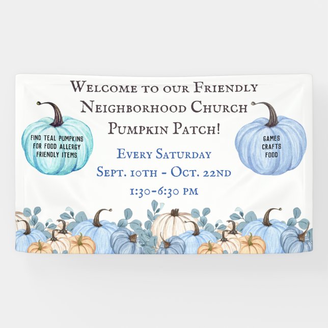 Food Allergy Friendly Teal Pumpkin Patch Banner (Horizontal)