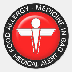 FOOD ALLERGY - medicine in bag Classic Round Sticker