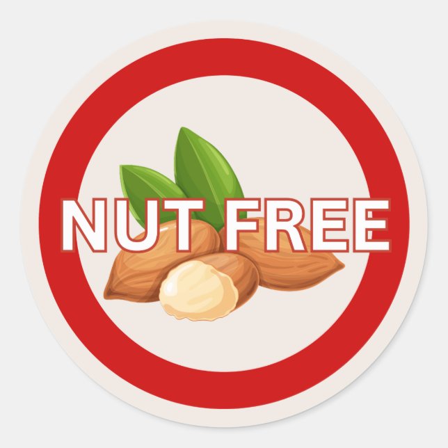 Food Allergy Nut Free Alert Classic  Classic Round Sticker (Front)
