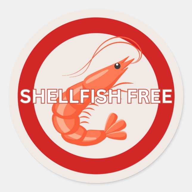  Food Allergy Shellfish Free Alert Classic Sticker (Front)
