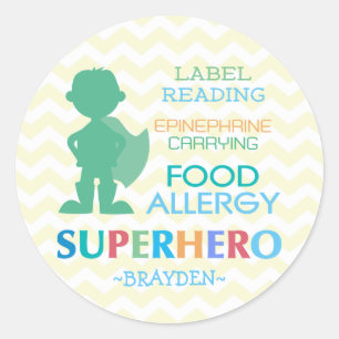 Food Allergy Superhero Boy Stickers
