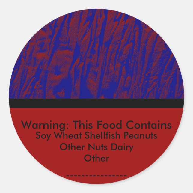 Food Allergy Warning Sticker (Front)