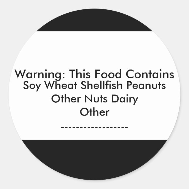Food Allergy Warning Sticker (Front)
