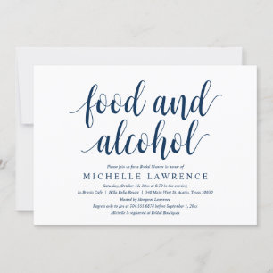 Food and Alcohol, Modern Bridal Shower Celebration Invitation