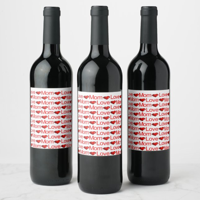 Food and Beverage Label Set Love Mum Wine Bottle  (Bottles)