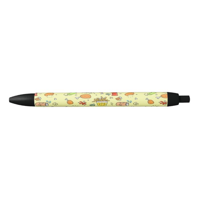 Food and drink pattern black ink pen (Front)