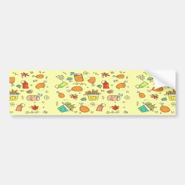 Food and drink pattern bumper sticker (Front)