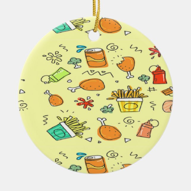 Food and drink pattern ceramic ornament (Front)