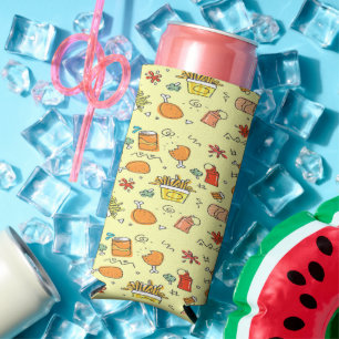 Food and drink pattern yellow seltzer can cooler