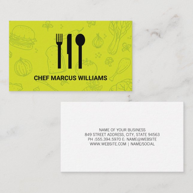 Food Background | Chef  Business Card (Front/Back)