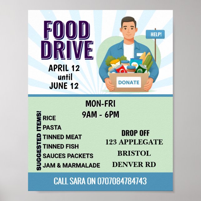 Food Bank Donation | Customisable Design for Poster (Front)