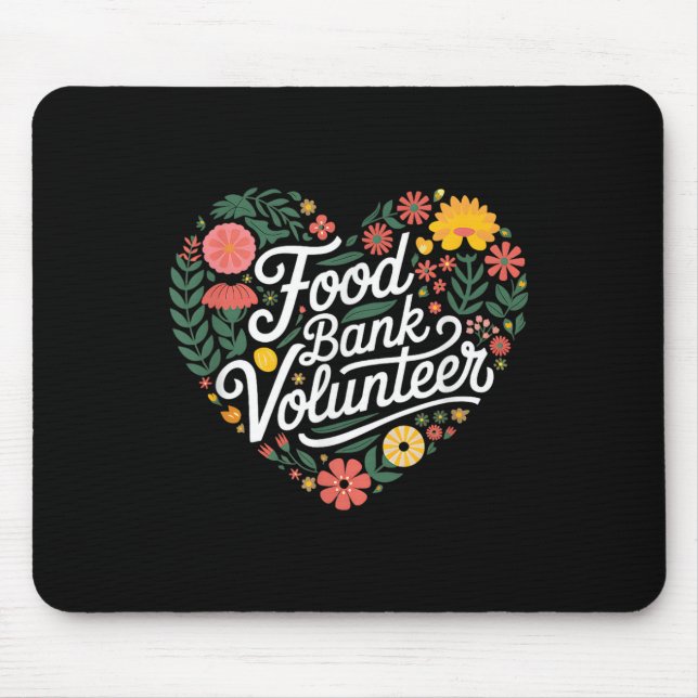 Food Bank Volunteer Heart-shaped Motif  Mouse Pad (Front)
