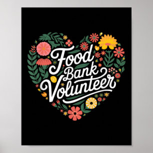Food Bank Volunteer Heart-shaped Motif  Poster