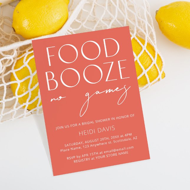 Food & Booze Funny Pink Bridal Shower  Invitation (Creator Uploaded)