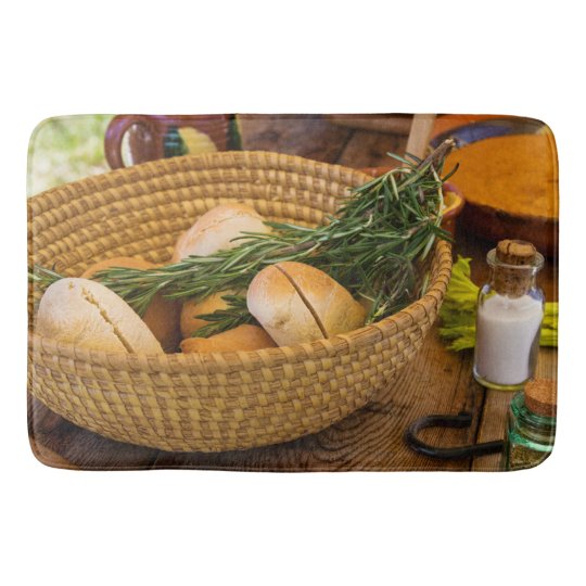 Food - Bread - Rolls and Rosemary Bath Mat