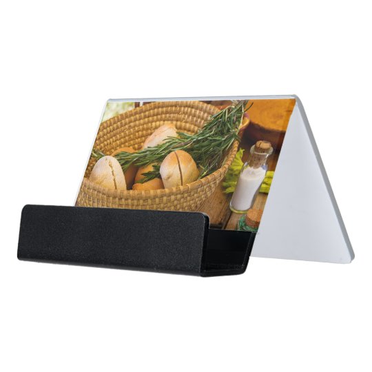 Food - Bread - Rolls and Rosemary Desk Business Card Holder