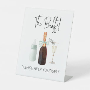 Food Buffet Sign for Baby Shower Green Sip & See