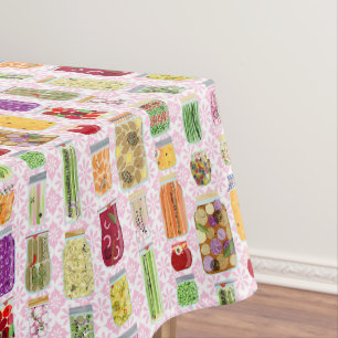 Food Canning Jars - Pink Tablecloth
