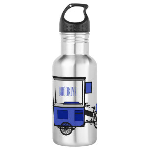 Food cart cartoon illustration 532 ml water bottle