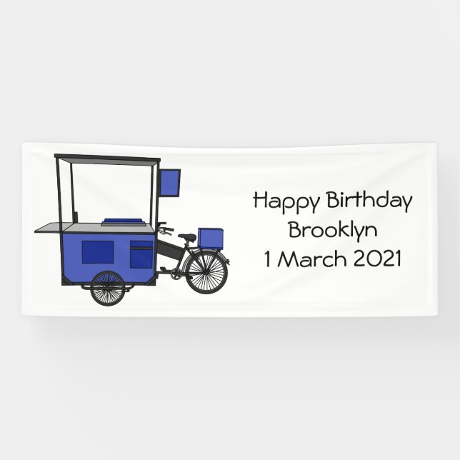 Food cart cartoon illustration banner (Horizontal)