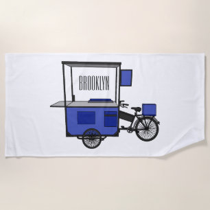 Food cart cartoon illustration beach towel