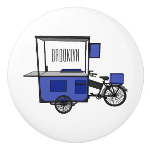 Food cart cartoon illustration ceramic knob
