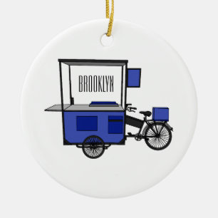 Food cart cartoon illustration ceramic ornament