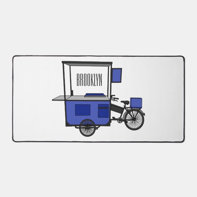 Food cart cartoon illustration desk mat (Front)