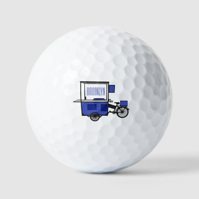 Food cart cartoon illustration golf balls (Front)