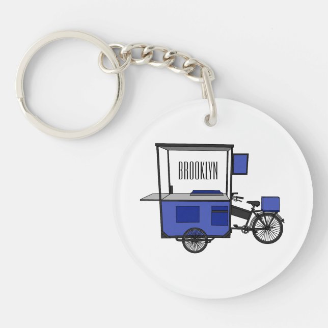 Food cart cartoon illustration key ring (Front)