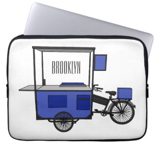 Food cart cartoon illustration laptop sleeve