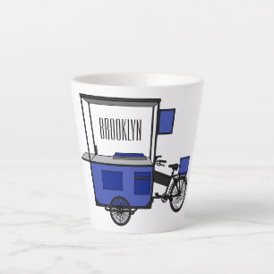 Food cart cartoon illustration latte mug