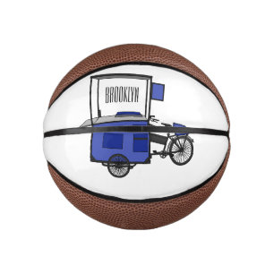 Food cart cartoon illustration mini basketball