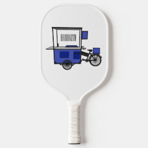 Food cart cartoon illustration pickleball paddle