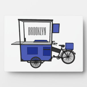 Food cart cartoon illustration plaque