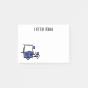 Food cart cartoon illustration post-it notes