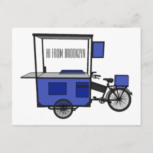 Food cart cartoon illustration postcard