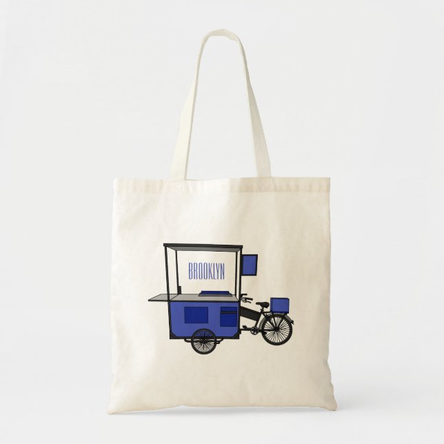 Food cart cartoon illustration tote bag (Front)
