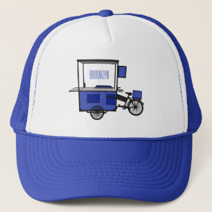Food cart cartoon illustration trucker hat