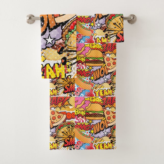 Food Cartoon Bath Towel Set (Insitu)