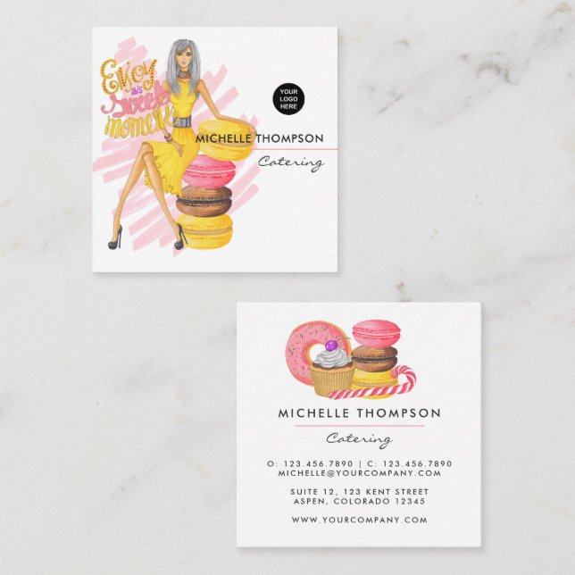 Food Catering Square Business Card (Front/Back)