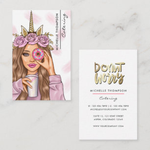 Food Catering Whimsical Unicorn Lady Business Card