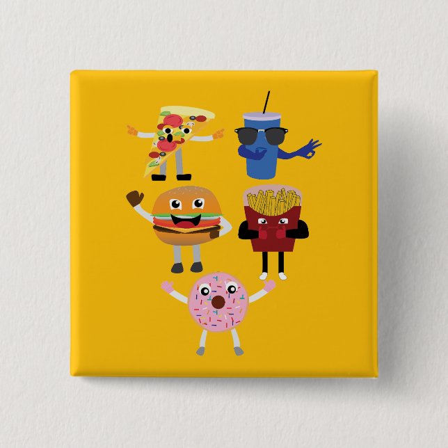 Food Characters 15 Cm Square Badge (Front)