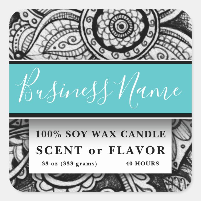 Food Container Label Ethnic Exotic Black and White (Front)