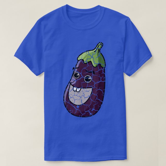 Food Cooking Foodie Eggplant Distressed  T-Shirt (Design Front)