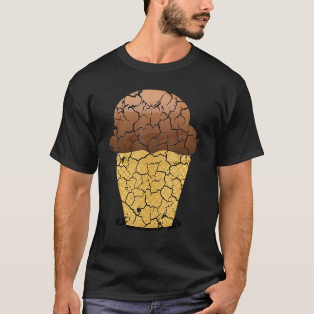 Food Cooking Foodie Ice Cream Cone Distressed T-Shirt (Front)