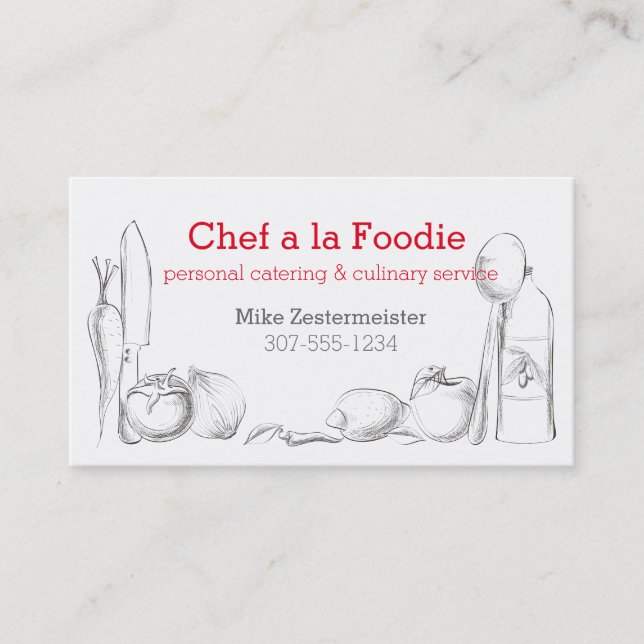 food cooking utensils chef catering business cards (Front)