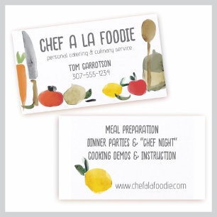 food cooking utensils chef catering business cards