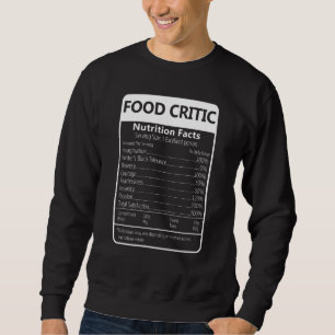 FOOD CRITIC Nutrition Facts Sarcastic Graphic Sweatshirt