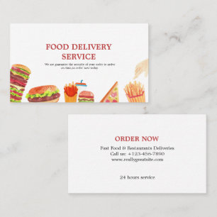 Food Delivery Watercolor Business Card